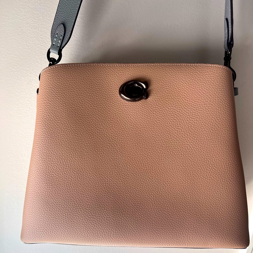 Coach Willow Shoulder Bag in colorblock- Pewter/Taupe